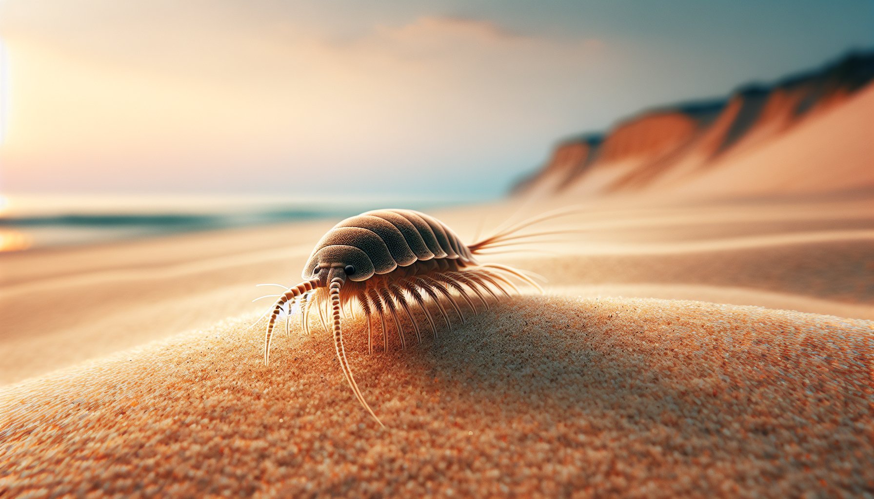 Close-up of a sand flea